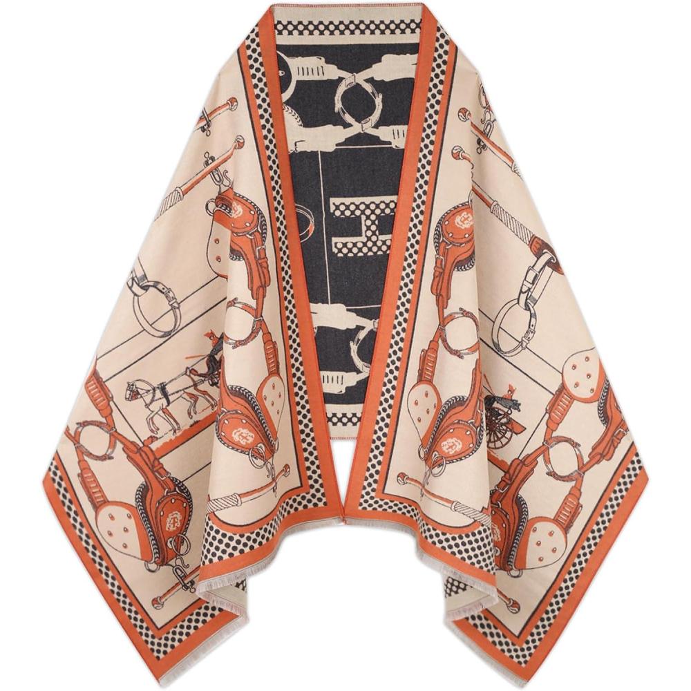 imageEXTREE Scarfs for Women Pashmina Silky Shawl Wrap for Evening Dressing Blanket Open Front Poncho CapeBeige 0ne