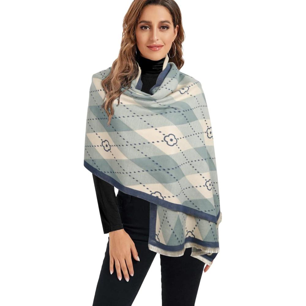 imageEXTREE Scarfs for Women Pashmina Silky Shawl Wrap for Evening Dressing Blanket Open Front Poncho CapeClover Milan