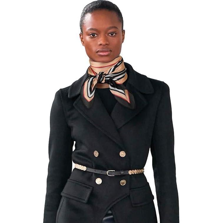 imageEXTREE Silk Feeling Scarf Medium Square Satin Head Scarf Sleeping Hair Wrapping for Women 275  275 inches Geometric lines