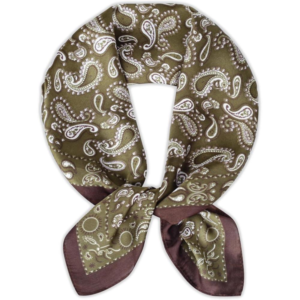 imageEXTREE Silk Feeling Scarf Medium Square Satin Head Scarf Sleeping Hair Wrapping for Women 275  275 inchesButterfly Kidney Green