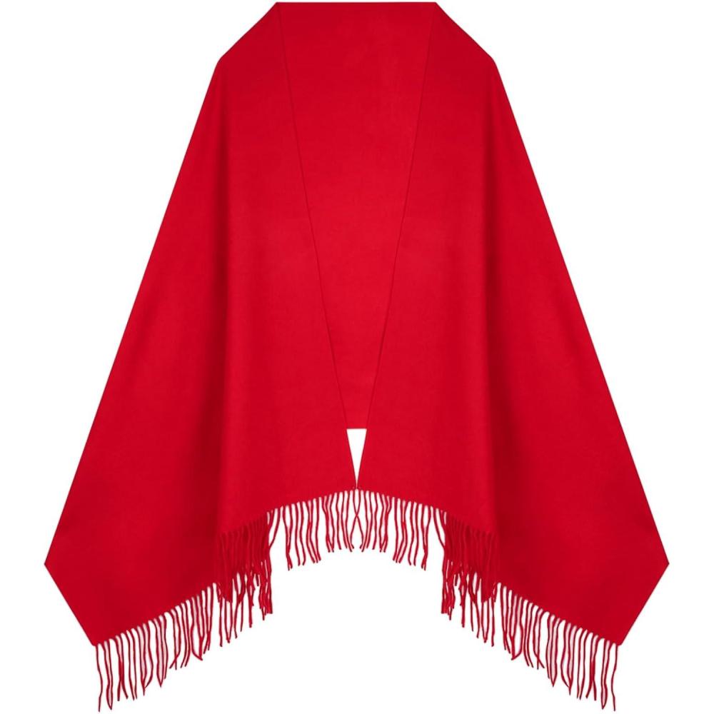 imageEXTREE Women Shawl Wrap Scarf Pashmina Wedding Christmas Birthday Gifts Idea Large Soft StoleType019red