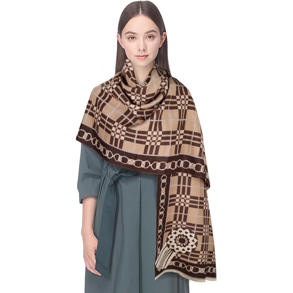 imageEXTREE Womens Scarf Pashmina Shawls and Wraps for Evening Dress Bridesmaid Wedding Bridal Winter Warm Long Large ScarvesBrown Coffee