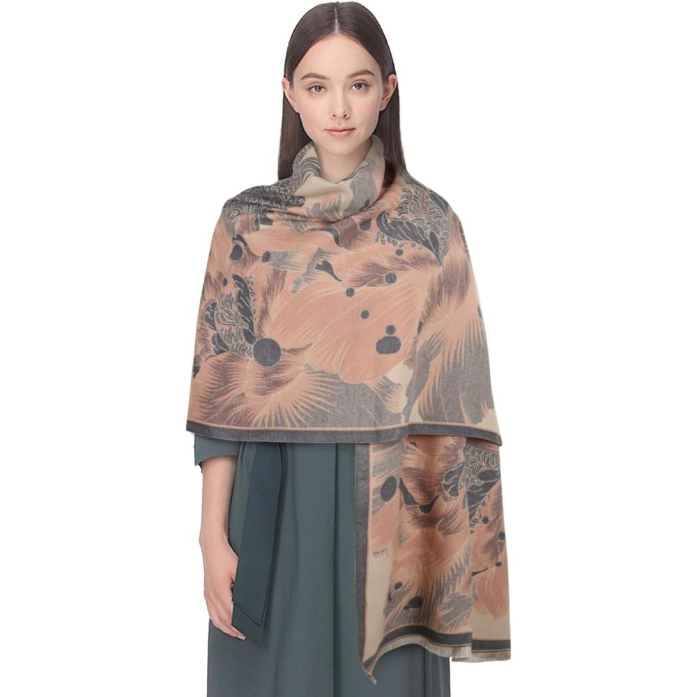 imageEXTREE Womens Scarf Pashmina Shawls and Wraps for Evening Dress Bridesmaid Wedding Bridal Winter Warm Long Large ScarvesDanqing Begonia Pink