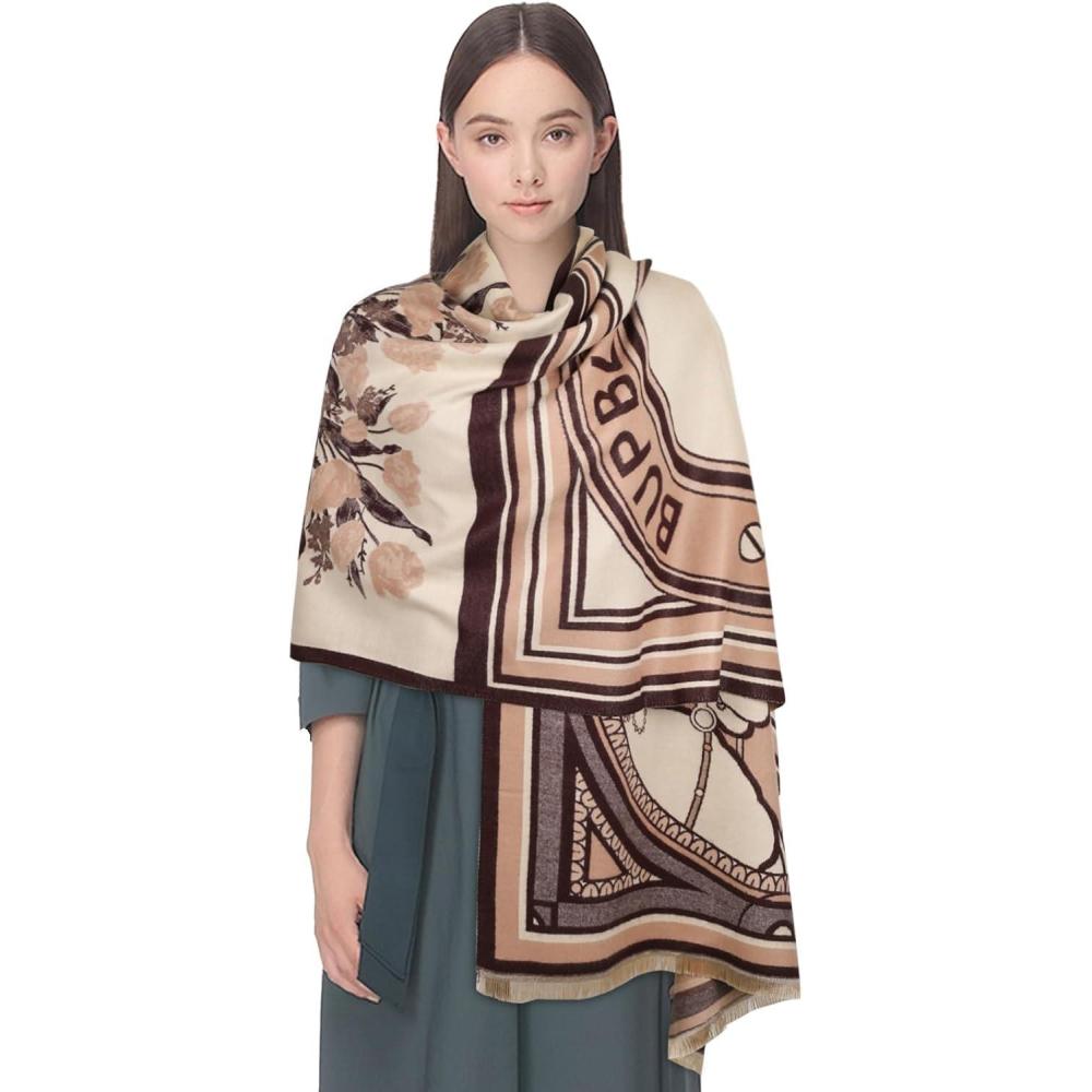 imageEXTREE Womens Scarf Pashmina Shawls and Wraps for Evening Dress Bridesmaid Wedding Bridal Winter Warm Long Large ScarvesElegant Apricot Unicorn Rice