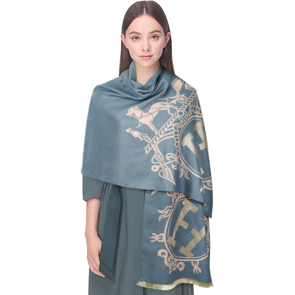 imageEXTREE Womens Scarf Pashmina Shawls and Wraps for Evening Dress Bridesmaid Wedding Bridal Winter Warm Long Large ScarvesMisty Blue Big H Knight Carriage