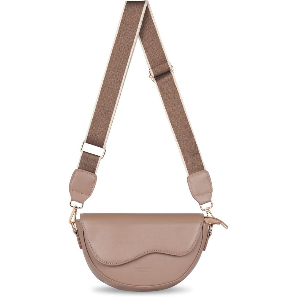 imageEXTREE crossbody Bags for WomenTrendy Shoulder Vegan Leather Handbags Satchel Purse with Adjustable Wide Vintage StrapAa Khaki