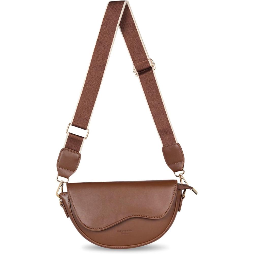 imageEXTREE crossbody Bags for WomenTrendy Shoulder Vegan Leather Handbags Satchel Purse with Adjustable Wide Vintage StrapAb Brown