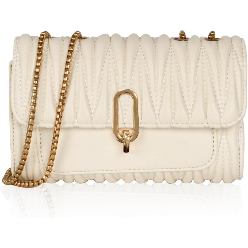 imageEXTREE crossbody Bags for WomenTrendy Shoulder Vegan Leather Handbags Satchel Purse with Adjustable Wide Vintage StrapAjbeigegold