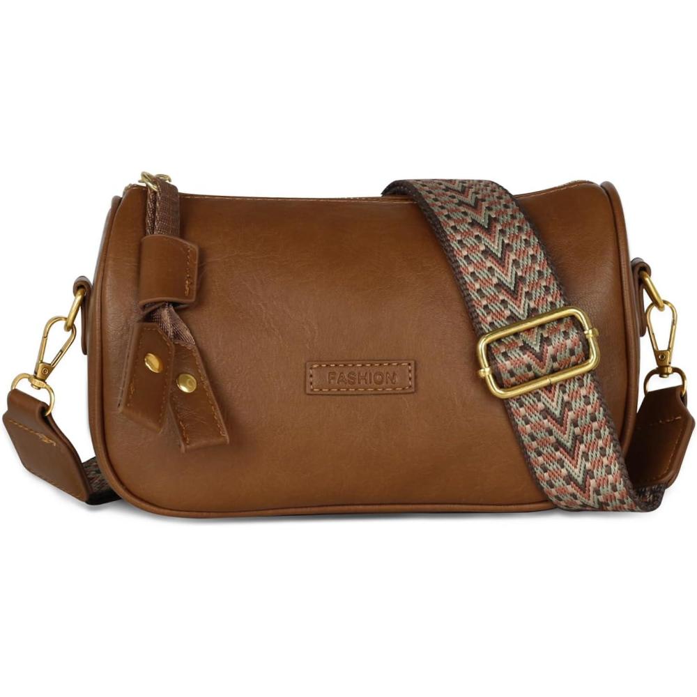 imageEXTREE crossbody Bags for WomenTrendy Shoulder Vegan Leather Handbags Satchel Purse with Adjustable Wide Vintage StrapAnbrown