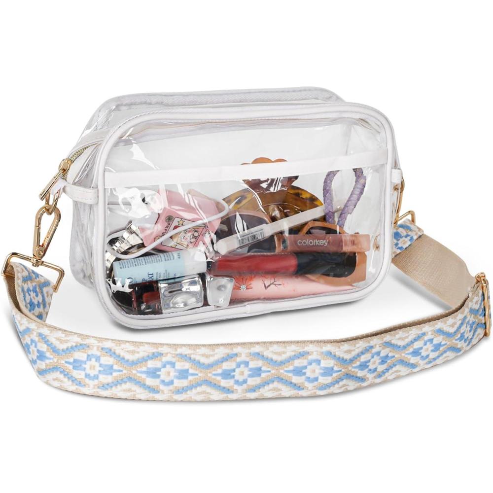 imageEXTREE crossbody Bags for WomenTrendy Shoulder Vegan Leather Handbags Satchel Purse with Adjustable Wide Vintage StrapAobluetransparent