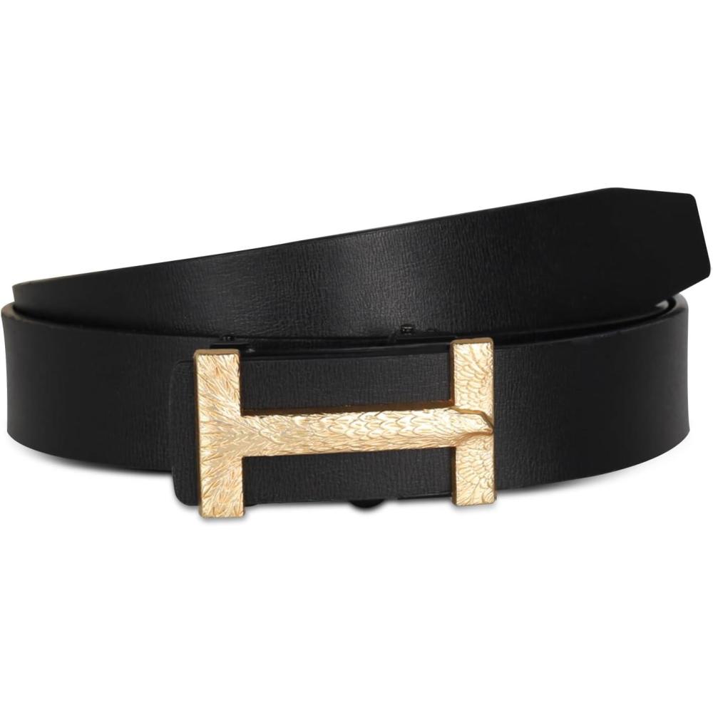 imageVintage Luxe Womens Belt Antique Blue Gradient Design Reinforced Leather WaistbandVersatile Waistband Gift AccessoryLight Gold Free Eagle Ratchet