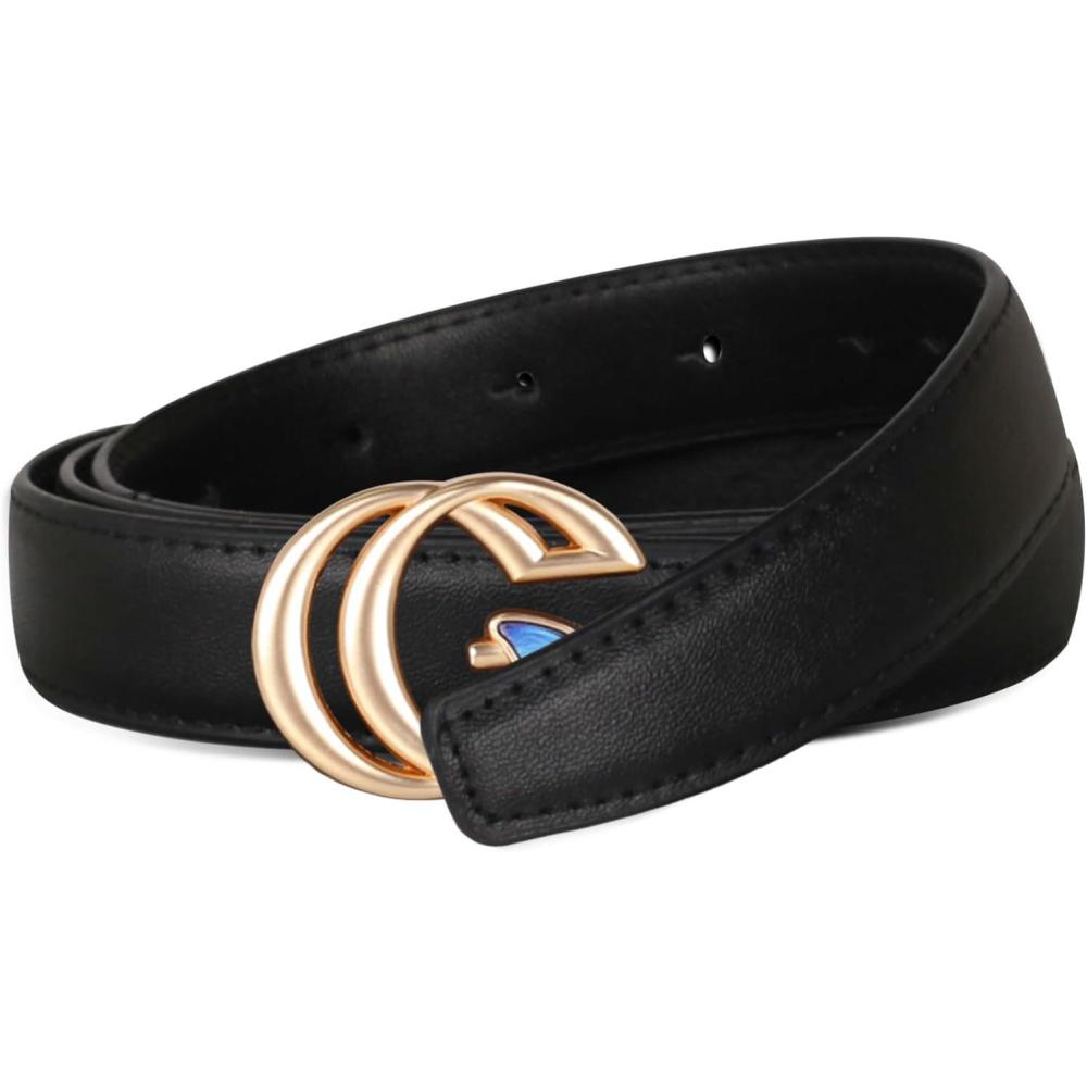 imageVintage Luxe Womens Belt Antique Blue Gradient Design Reinforced Leather WaistbandVersatile Waistband Gift AccessoryRose Gold Blue Butterfly