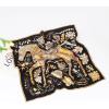 imageEXTREE 100 Pure Mulberry Silk Scarf Fashion Hair for Women Scarf Lightweight Square Neckerchief 275 275 inchesBlack and Gold Floral New Style Horse