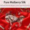 imageEXTREE 100 Pure Mulberry Silk Scarf Fashion Hair for Women Scarf Lightweight Square Neckerchief 275 275 inchesRed Horse