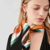 imageEXTREE Fashion Silky Satin Headscarf for Women Girls Exquisite Pattern Lightweight Silk Graceful Scarfs 275 x 275 inchesArmy Green Horse Orange Black and White