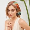 imageEXTREE Fashion Silky Satin Headscarf for Women Girls Exquisite Pattern Lightweight Silk Graceful Scarfs 275 x 275 inchesArmy Green Horse Orange Black and White