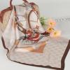 imageEXTREE Fashion Silky Satin Headscarf for Women Girls Exquisite Pattern Lightweight Silk Graceful Scarfs 275 x 275 inchesBeige Horse Brown Edge