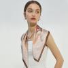imageEXTREE Fashion Silky Satin Headscarf for Women Girls Exquisite Pattern Lightweight Silk Graceful Scarfs 275 x 275 inchesBeige Horse Brown Edge