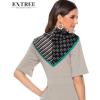 imageEXTREE Fashion Silky Satin Headscarf for Women Girls Exquisite Pattern Lightweight Silk Graceful Scarfs 275 x 275 inchesBlack With Green Edge
