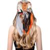 imageEXTREE Fashion Silky Satin Headscarf for Women Girls Exquisite Pattern Lightweight Silk Graceful Scarfs 275 x 275 inchesBlack and Orange Tassel