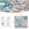 imageEXTREE Fashion Silky Satin Headscarf for Women Girls Exquisite Pattern Lightweight Silk Graceful Scarfs 275 x 275 inchesBlue and Green Peony Fantasy