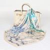 imageEXTREE Fashion Silky Satin Headscarf for Women Girls Exquisite Pattern Lightweight Silk Graceful Scarfs 275 x 275 inchesBlue and Green Peony Fantasy