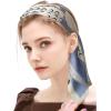 imageEXTREE Fashion Silky Satin Headscarf for Women Girls Exquisite Pattern Lightweight Silk Graceful Scarfs 275 x 275 inchesBlue and White Moon