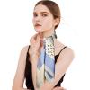 imageEXTREE Fashion Silky Satin Headscarf for Women Girls Exquisite Pattern Lightweight Silk Graceful Scarfs 275 x 275 inchesBlue and White Moon