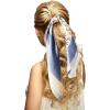 imageEXTREE Fashion Silky Satin Headscarf for Women Girls Exquisite Pattern Lightweight Silk Graceful Scarfs 275 x 275 inchesBlue and White Moon
