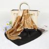 imageEXTREE Fashion Silky Satin Headscarf for Women Girls Exquisite Pattern Lightweight Silk Graceful Scarfs 275 x 275 inchesCamellia Beige Black