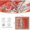 imageEXTREE Fashion Silky Satin Headscarf for Women Girls Exquisite Pattern Lightweight Silk Graceful Scarfs 275 x 275 inchesChain Great Wall Red Rice