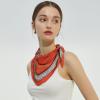 imageEXTREE Fashion Silky Satin Headscarf for Women Girls Exquisite Pattern Lightweight Silk Graceful Scarfs 275 x 275 inchesChain Great Wall Red Rice