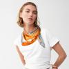 imageEXTREE Fashion Silky Satin Headscarf for Women Girls Exquisite Pattern Lightweight Silk Graceful Scarfs 275 x 275 inchesFrame Orange Blue