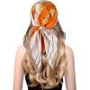 imageEXTREE Fashion Silky Satin Headscarf for Women Girls Exquisite Pattern Lightweight Silk Graceful Scarfs 275 x 275 inchesGinkgo Leaf Orange