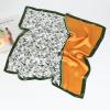 imageEXTREE Fashion Silky Satin Headscarf for Women Girls Exquisite Pattern Lightweight Silk Graceful Scarfs 275 x 275 inchesGreen Floral Frame