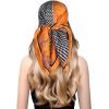 imageEXTREE Fashion Silky Satin Headscarf for Women Girls Exquisite Pattern Lightweight Silk Graceful Scarfs 275 x 275 inchesHerringbone Carriage Orange Frame