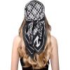 imageEXTREE Fashion Silky Satin Headscarf for Women Girls Exquisite Pattern Lightweight Silk Graceful Scarfs 275 x 275 inchesHoundstooth Black and White