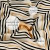 imageEXTREE Fashion Silky Satin Headscarf for Women Girls Exquisite Pattern Lightweight Silk Graceful Scarfs 275 x 275 inchesKhaki Back Stripes