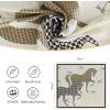 imageEXTREE Fashion Silky Satin Headscarf for Women Girls Exquisite Pattern Lightweight Silk Graceful Scarfs 275 x 275 inchesKhaki White Horse