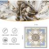 imageEXTREE Fashion Silky Satin Headscarf for Women Girls Exquisite Pattern Lightweight Silk Graceful Scarfs 275 x 275 inchesLace Bronze Mirror Light Blue