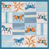 imageEXTREE Fashion Silky Satin Headscarf for Women Girls Exquisite Pattern Lightweight Silk Graceful Scarfs 275 x 275 inchesLight Blue Plaid Horse