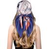 imageEXTREE Fashion Silky Satin Headscarf for Women Girls Exquisite Pattern Lightweight Silk Graceful Scarfs 275 x 275 inchesNavy Blue Pony Puzzle