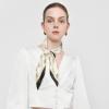 imageEXTREE Fashion Silky Satin Headscarf for Women Girls Exquisite Pattern Lightweight Silk Graceful Scarfs 275 x 275 inchesOff White Letter D