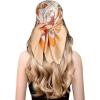 imageEXTREE Fashion Silky Satin Headscarf for Women Girls Exquisite Pattern Lightweight Silk Graceful Scarfs 275 x 275 inchesOrange Ten Horses