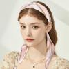 imageEXTREE Fashion Silky Satin Headscarf for Women Girls Exquisite Pattern Lightweight Silk Graceful Scarfs 275 x 275 inchesPink Edge Horseshoe Buckle