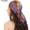 imageEXTREE Fashion Silky Satin Headscarf for Women Girls Exquisite Pattern Lightweight Silk Graceful Scarfs 275 x 275 inchesPurple Rust Red