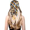 imageEXTREE Fashion Silky Satin Headscarf for Women Girls Exquisite Pattern Lightweight Silk Graceful Scarfs 275 x 275 inchesRoyal Blue Houndstooth