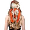 imageEXTREE Fashion Silky Satin Headscarf for Women Girls Exquisite Pattern Lightweight Silk Graceful Scarfs 275 x 275 inchesSaddle Leather Buckle Orange