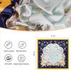 imageEXTREE Fashion Silky Satin Headscarf for Women Girls Exquisite Pattern Lightweight Silk Graceful Scarfs 275 x 275 inchesShell Vine Dark Blue