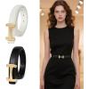 imageEXTREE Gold Buckle Belts for Women Fashion Waist Band Elegant Ladies Belt Gift for WomenIdeal for Dresses JeansDesign Gold Buckle Black Leather